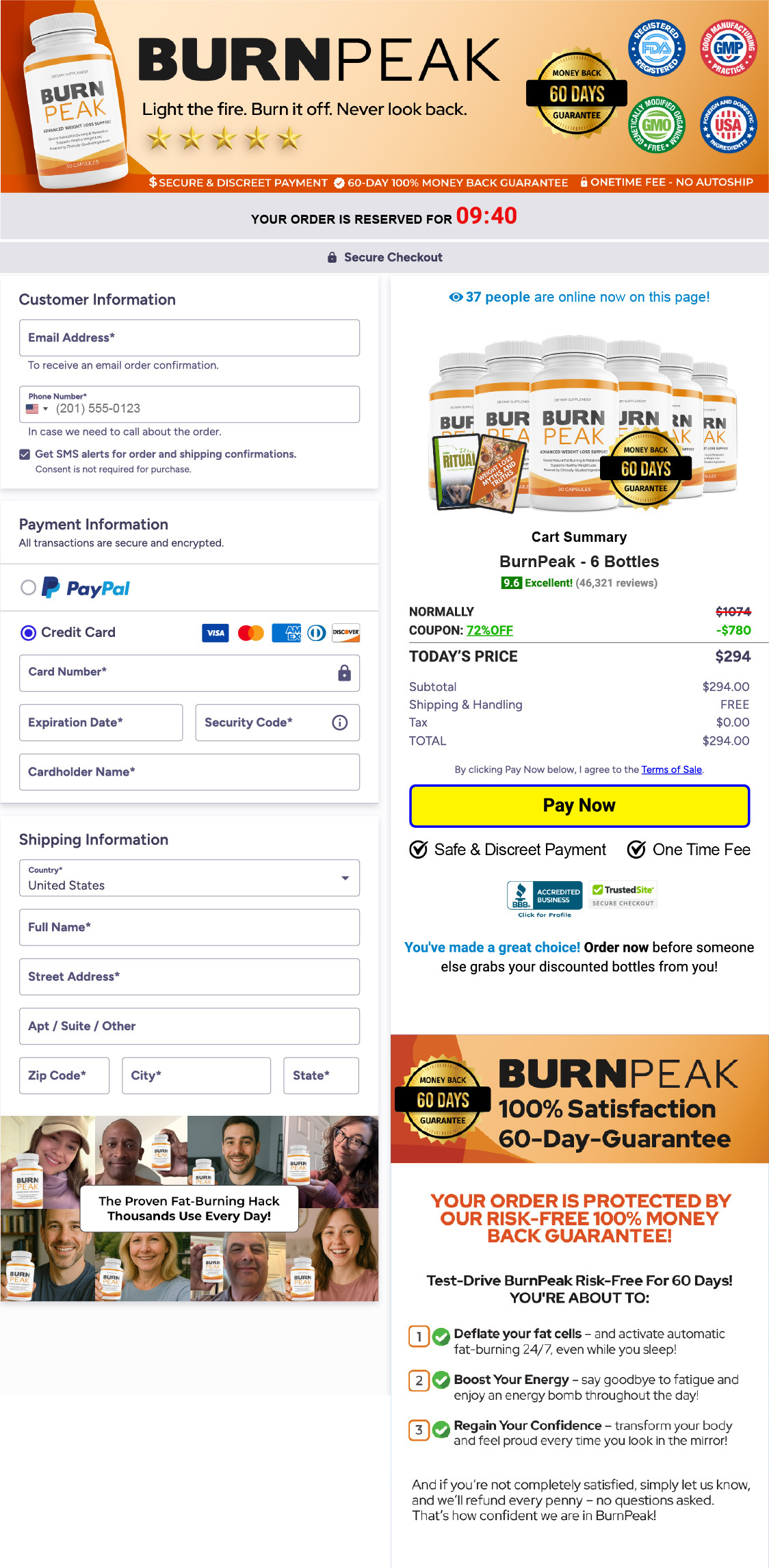 Burn Peak Checkout Page